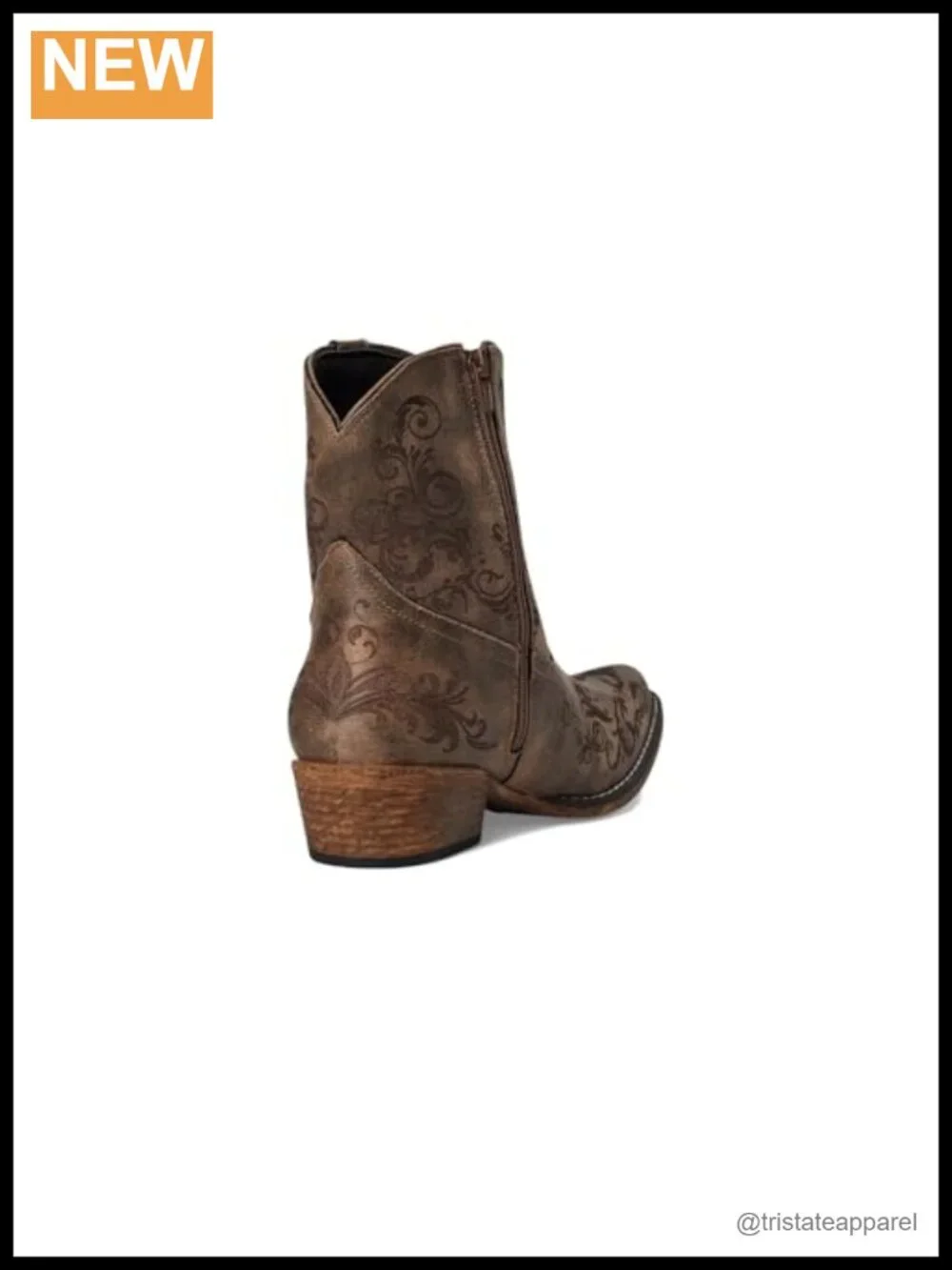 Roper Womens Short Stuff Embroidery Snip Toe Casual Boots Ankle Low Heel 1-2